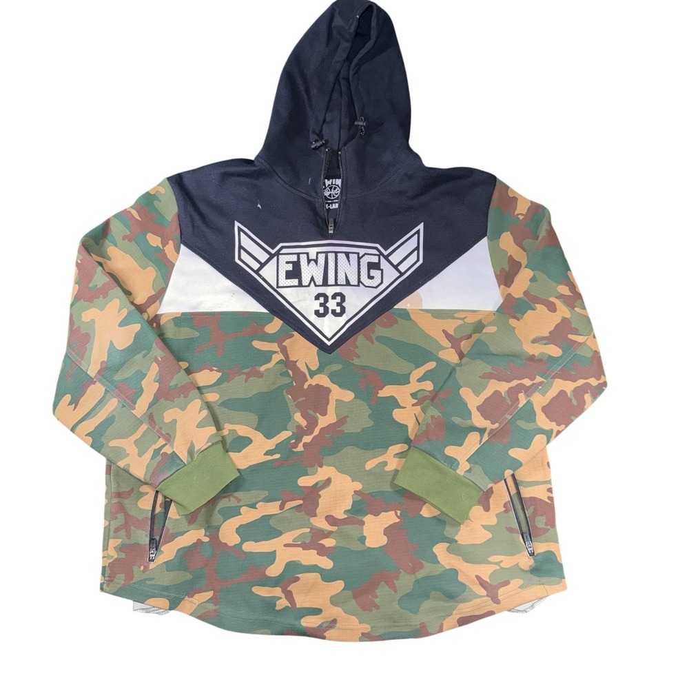 Ewing Patrick‎ Ewing Hoodie Mens 3XL Camo Black Quarter Zip 33 Basketball